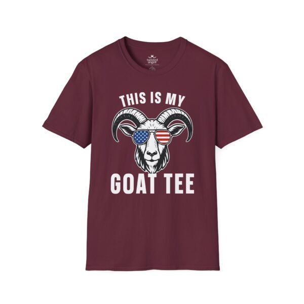 14582763124719342473_2048.jpeg This Is My Goat Tee T-Shirt – American Flag Sunglasses Graphic