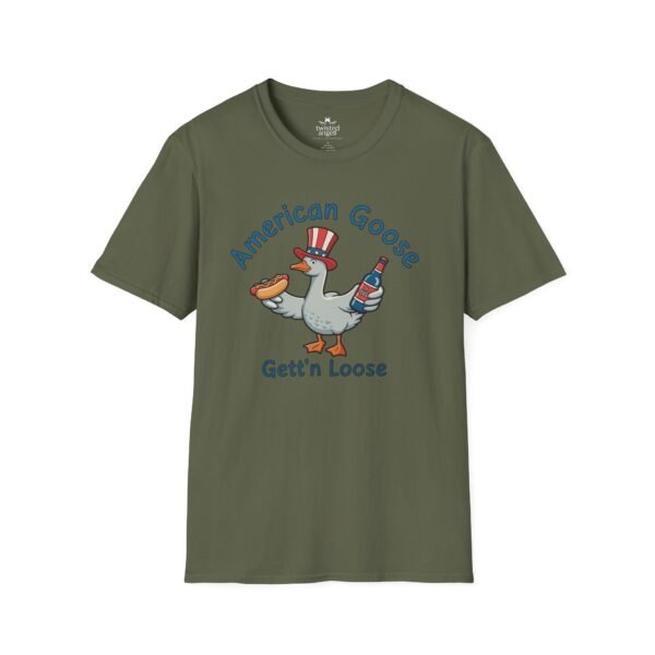 14629183412589737304_2048.jpeg Patriotic American Goose 'Gett'n Loose' T-Shirt