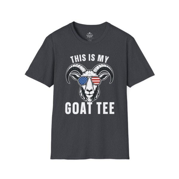 14682706077959786918_2048.jpeg This Is My Goat Tee T-Shirt – American Flag Sunglasses Graphic