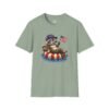 Patriotic Raccoon Pool Float T-Shirt — Cute 4th of July American Flag Tee