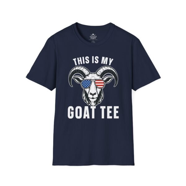 14749884182330160359_2048.jpeg This Is My Goat Tee T-Shirt – American Flag Sunglasses Graphic