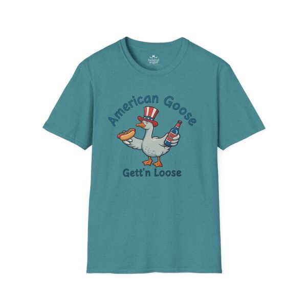 14767293722024823637_2048.jpeg Patriotic American Goose 'Gett'n Loose' T-Shirt