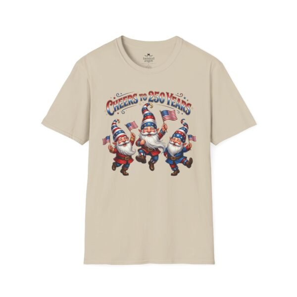 14895005318702186410_2048.jpeg Patriotic Gnomes T-Shirt — "Cheers to 250 Years" Vintage 4th of July Graphic Tee