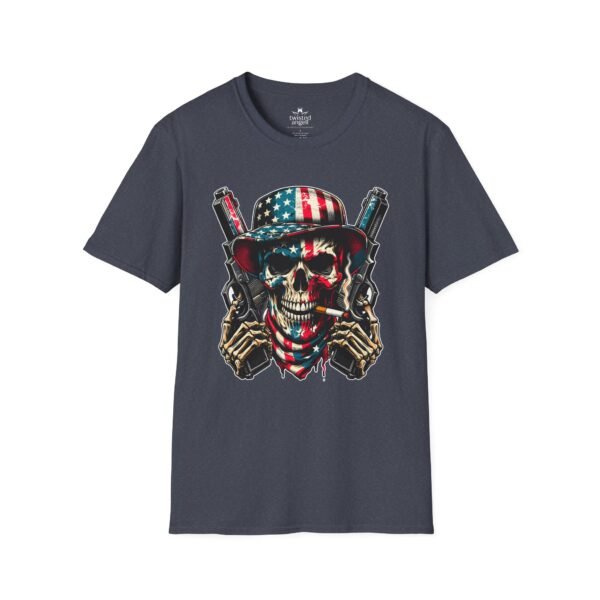 14956671731720774781_2048.jpeg Skull & Pistols American Flag T-Shirt — Patriotic Biker Skull Graphic Tee