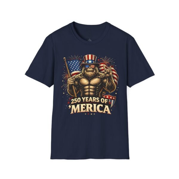 250 Years of 'Merica T-Shirt — Patriotic American Flag Bigfoot Graphic Tee