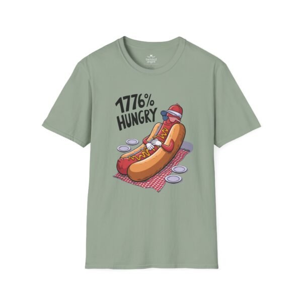 15007786894925391700_2048.jpeg 1776% Hungry Hot Dog T-Shirt — Funny Patriotic BBQ Grill Tee