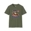Patriotic Raccoon Pool Float T-Shirt — Cute 4th of July American Flag Tee