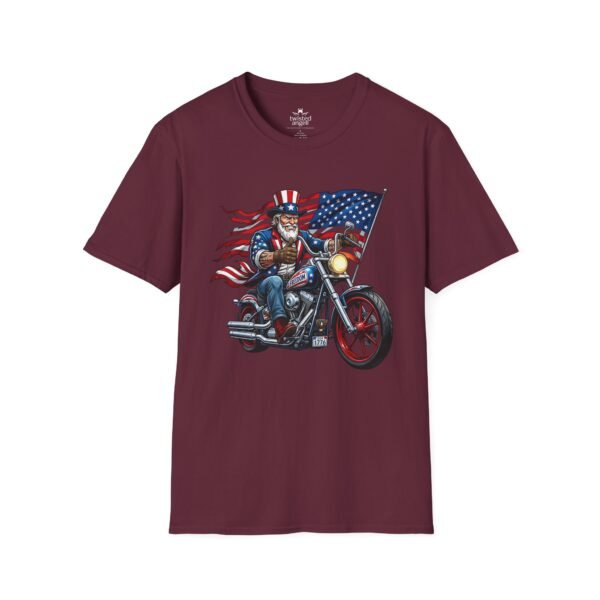15159893076076912957_2048.jpeg Uncle Sam Riding Motorcycle - Patriotic Flag T-shirt