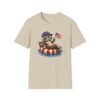 Patriotic Raccoon Pool Float T-Shirt — Cute 4th of July American Flag Tee