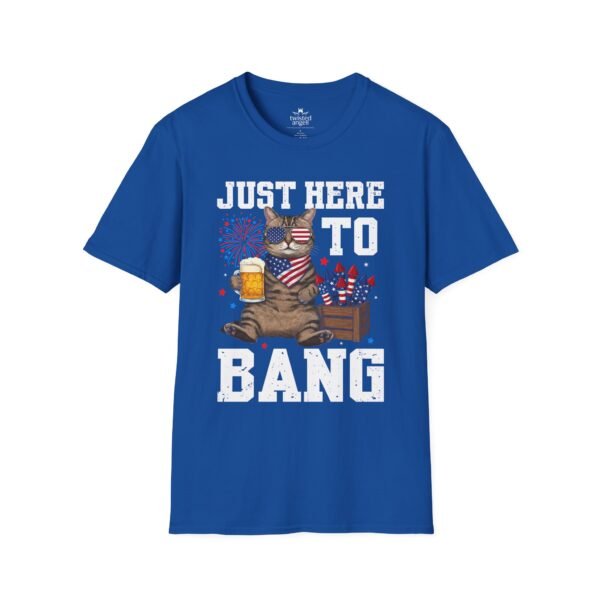 15307954264332400944_2048.jpeg Just Here to Bang T-Shirt — Funny Patriotic Cat Beer 4th of July Tee