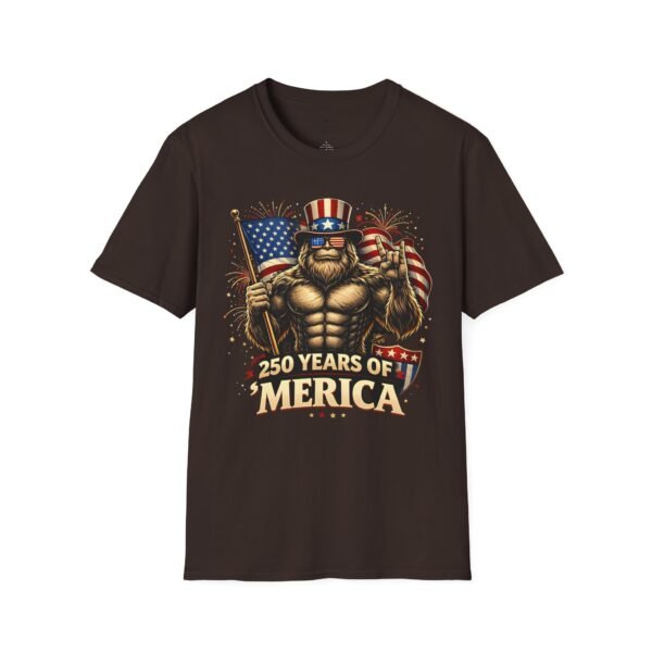 250 Years of 'Merica T-Shirt — Patriotic American Flag Bigfoot Graphic Tee