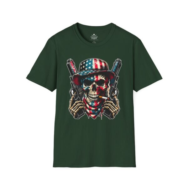 15707242589854722313_2048.jpeg Skull & Pistols American Flag T-Shirt — Patriotic Biker Skull Graphic Tee