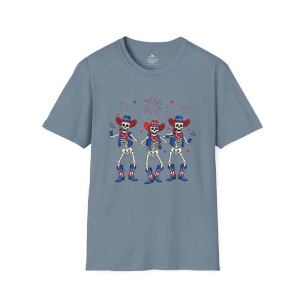 1578305681348513771_2048.jpeg Skeleton Trio Fireworks T-Shirt — Patriotic Cowboy Dance Tee