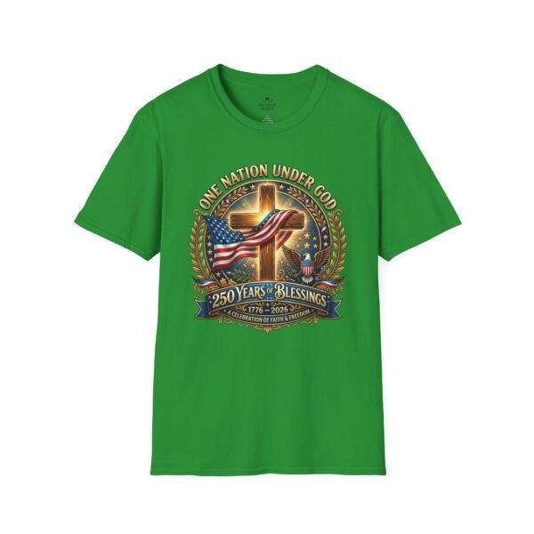 16054177060316762223_2048.jpeg Patriotic Cross T-Shirt – "One Nation Under God" 250 Years Blessings USA Flag Design