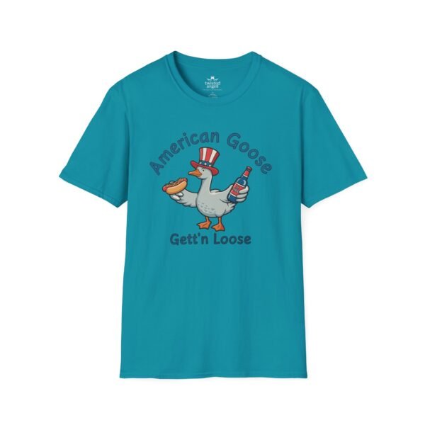 16161984934872085691_2048.jpeg Patriotic American Goose 'Gett'n Loose' T-Shirt