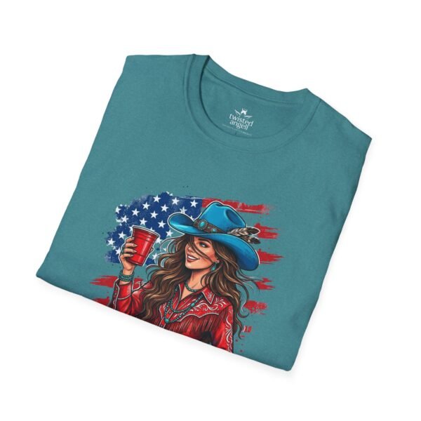16239855474353500462_2048.jpeg Cowgirl Flag T-Shirt — "This One's For Toby" Patriotic Rodeo Tee