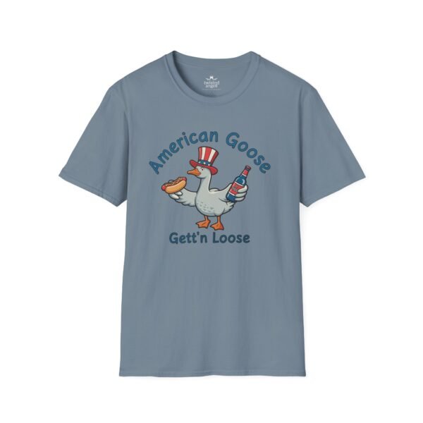 16719350049364621101_2048.jpeg Patriotic American Goose 'Gett'n Loose' T-Shirt