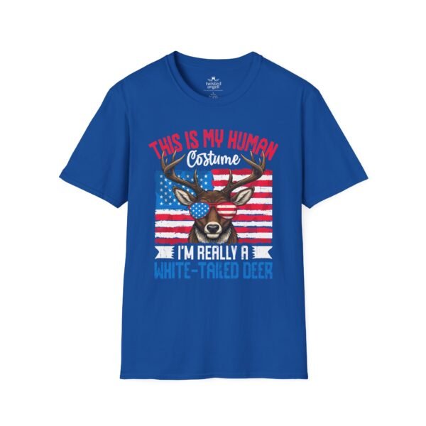 16813239036287619004_2048.jpeg White-Tailed Deer Costume T-Shirt — “This Is My Human Costume” Patriotic Deer Tee