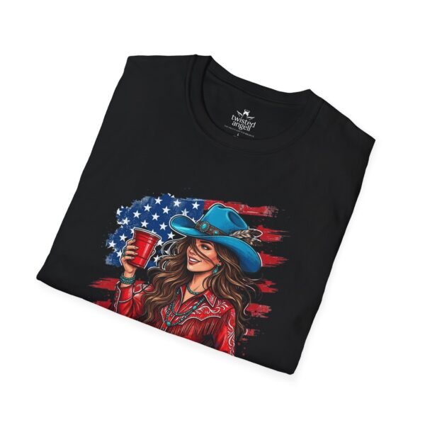 16961032161204760794_2048.jpeg Cowgirl Flag T-Shirt — "This One's For Toby" Patriotic Rodeo Tee