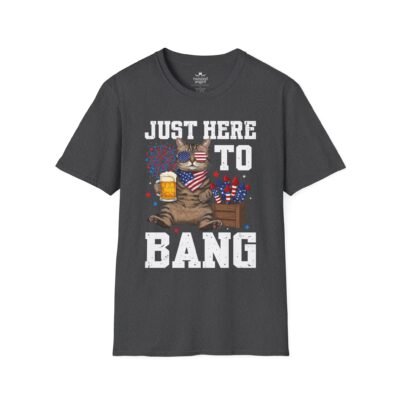 17120794883931028677_2048.jpeg Just Here to Bang T-Shirt — Funny Patriotic Cat Beer 4th of July Tee