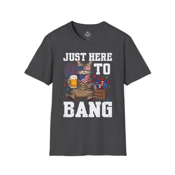 17120794883931028677_2048.jpeg Just Here to Bang T-Shirt — Funny Patriotic Cat Beer 4th of July Tee