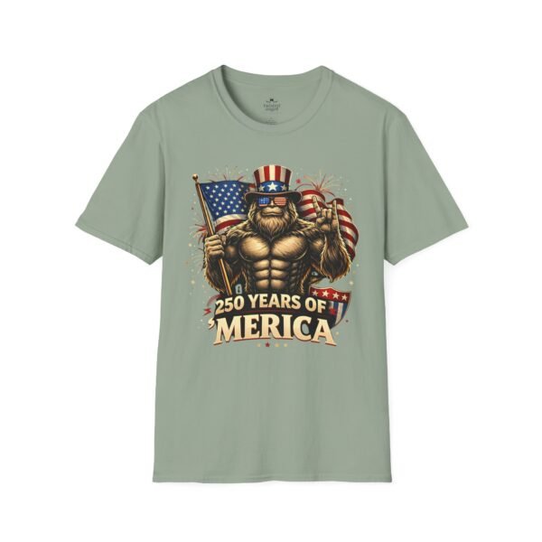 250 Years of 'Merica T-Shirt — Patriotic American Flag Bigfoot Graphic Tee