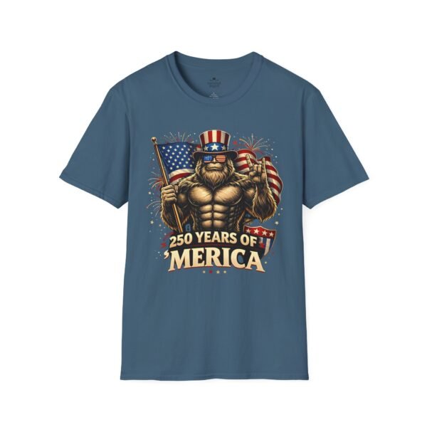 250 Years of 'Merica T-Shirt — Patriotic American Flag Bigfoot Graphic Tee