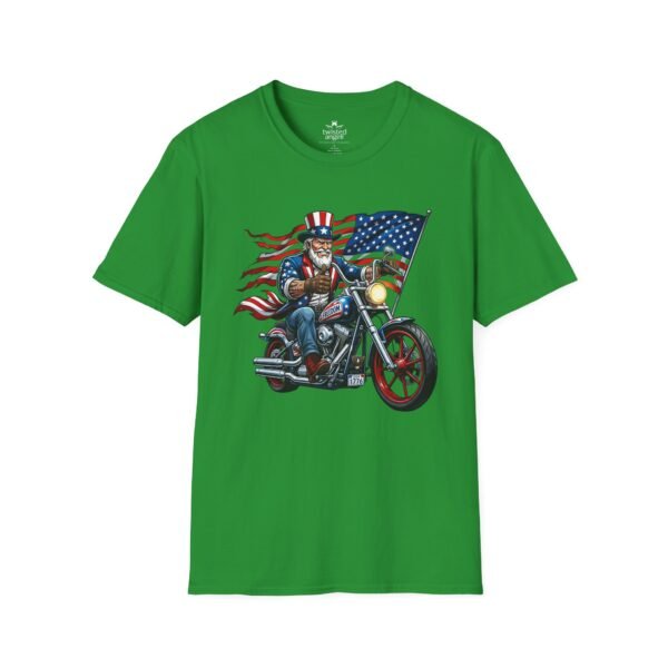 17605260348736962666_2048.jpeg Uncle Sam Riding Motorcycle - Patriotic Flag T-shirt