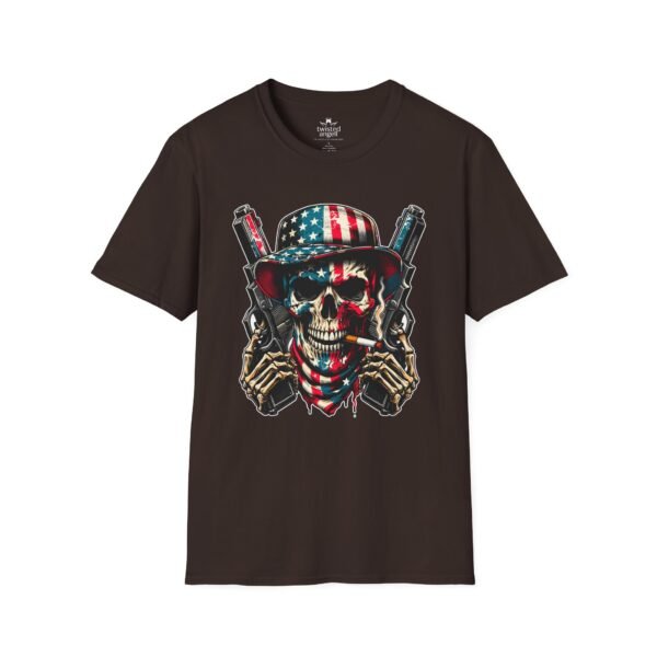 17662801890684658972_2048.jpeg Skull & Pistols American Flag T-Shirt — Patriotic Biker Skull Graphic Tee