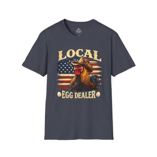 17903361986076462454_2048.jpeg Local Egg Dealer T-Shirt — Funny Rooster & American Flag Chicken Farm Tee
