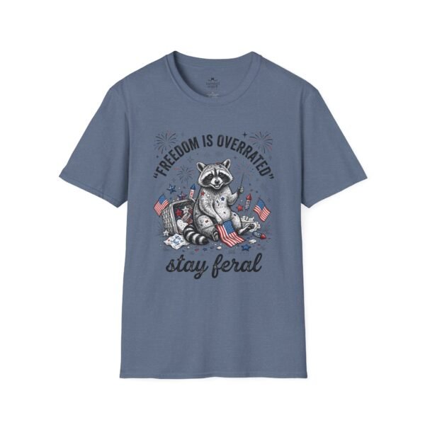 Stay Feral Raccoon T-Shirt — "Freedom Is Overrated" Patriotic Funny Tee