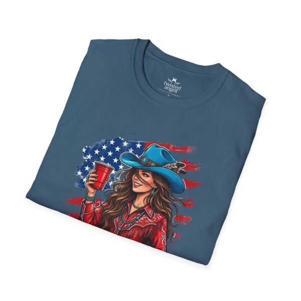 2194358721453538906_2048.jpeg Cowgirl Flag T-Shirt — "This One's For Toby" Patriotic Rodeo Tee