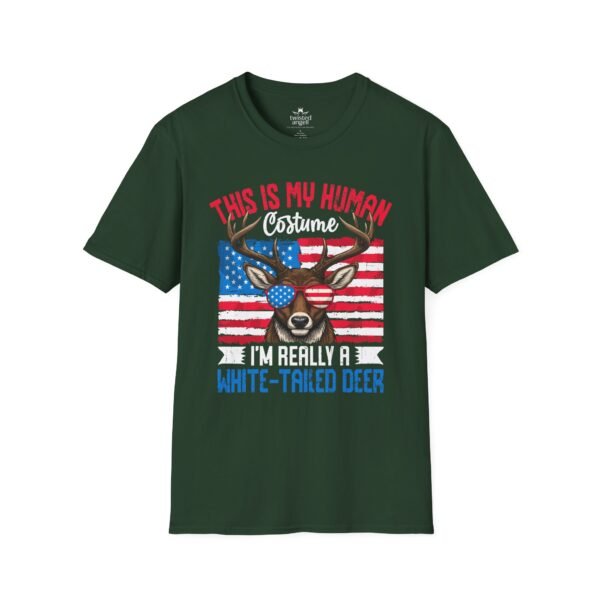 2252649053225373322_2048.jpeg White-Tailed Deer Costume T-Shirt — “This Is My Human Costume” Patriotic Deer Tee