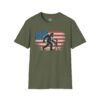 2380383758240655599_2048-1.jpeg Bigfoot ET American Flag T-Shirt — Sasquatch Silhouette Patriotic Tee