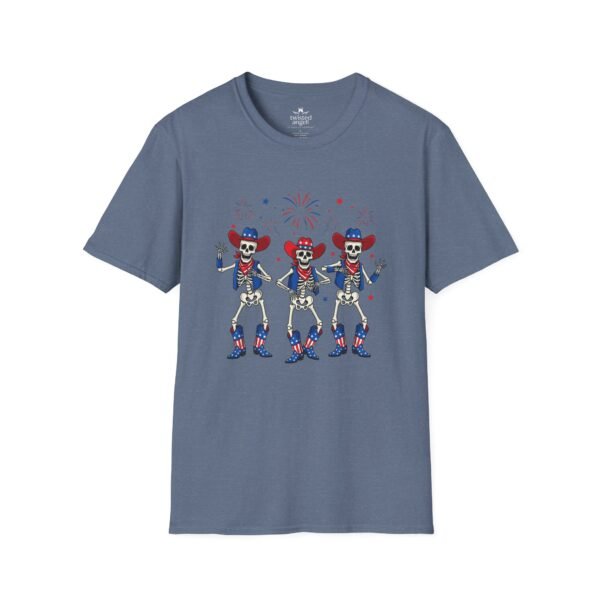 2395665973643269552_2048.jpeg Skeleton Trio Fireworks T-Shirt — Patriotic Cowboy Dance Tee