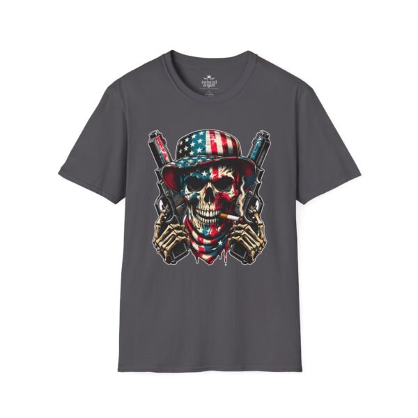 271294991149458749_2048.jpeg Skull & Pistols American Flag T-Shirt — Patriotic Biker Skull Graphic Tee