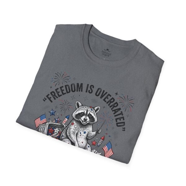 Stay Feral Raccoon T-Shirt — "Freedom Is Overrated" Patriotic Funny Tee