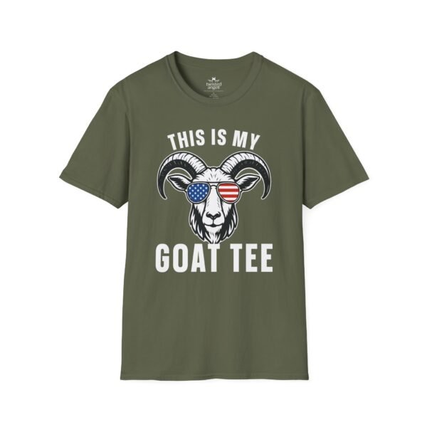 2877317888541867138_2048.jpeg This Is My Goat Tee T-Shirt – American Flag Sunglasses Graphic