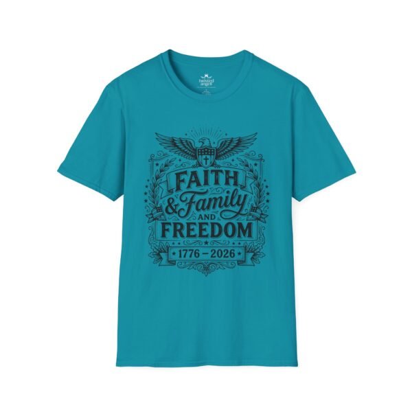 Faith, Family & Freedom 1776-2026 T-Shirt — Patriotic Vintage Eagle Tee