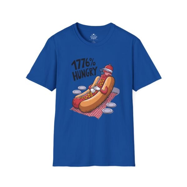 3266302698265648968_2048.jpeg 1776% Hungry Hot Dog T-Shirt — Funny Patriotic BBQ Grill Tee