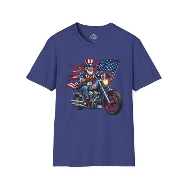 3305146814662359925_2048.jpeg Uncle Sam Riding Motorcycle - Patriotic Flag T-shirt