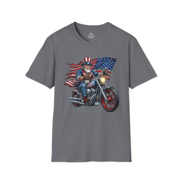 3384615119882490296_2048.jpeg Uncle Sam Riding Motorcycle - Patriotic Flag T-shirt