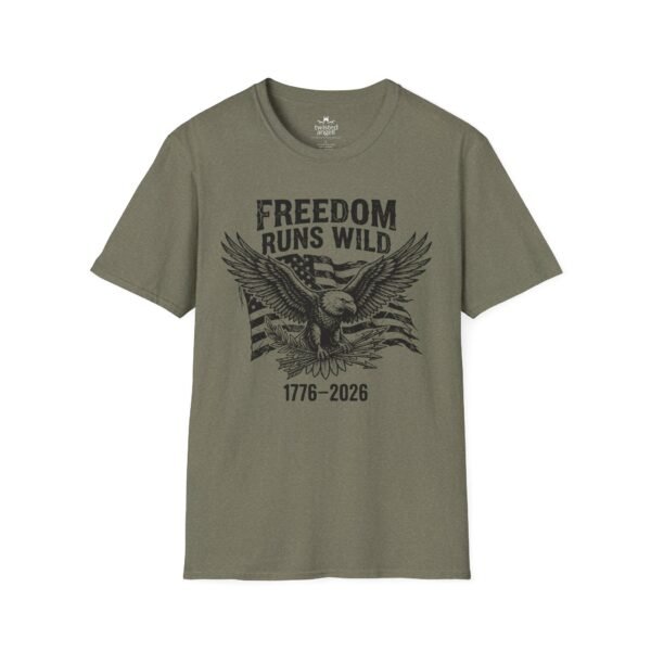 Freedom Runs Wild Eagle T-Shirt — 1776–2026 Patriotic Vintage Tee