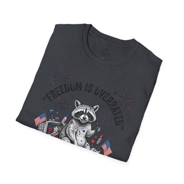 Stay Feral Raccoon T-Shirt — "Freedom Is Overrated" Patriotic Funny Tee