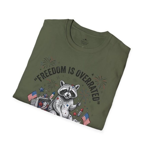Stay Feral Raccoon T-Shirt — "Freedom Is Overrated" Patriotic Funny Tee