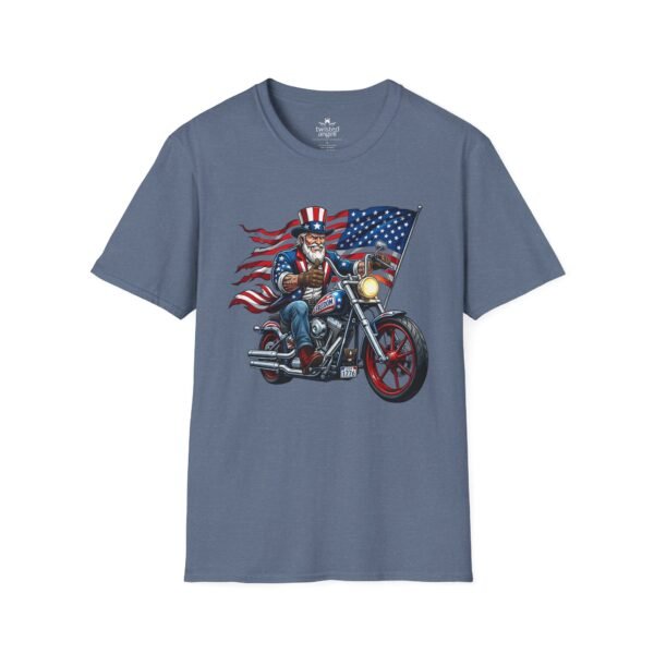 3838748453214407045_2048.jpeg Uncle Sam Riding Motorcycle - Patriotic Flag T-shirt