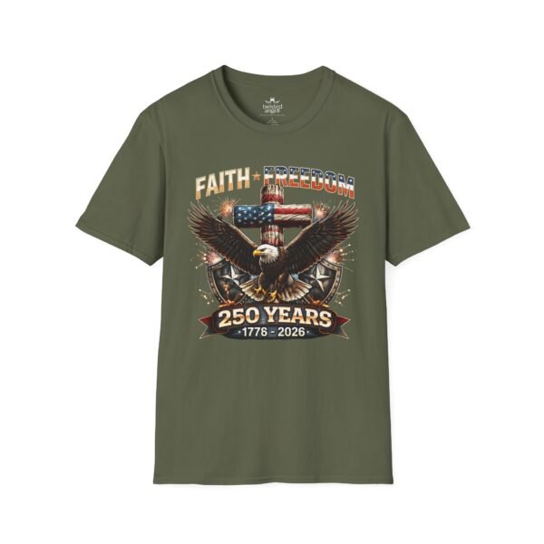 250 Years Faith & Freedom Eagle T-Shirt — 1776–2026 Patriotic American Anniversary Tee