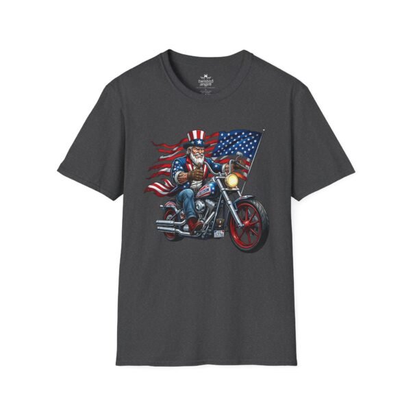 4218260500140976440_2048.jpeg Uncle Sam Riding Motorcycle - Patriotic Flag T-shirt