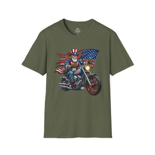 4330434702124240530_2048.jpeg Uncle Sam Riding Motorcycle - Patriotic Flag T-shirt