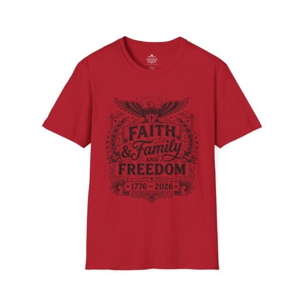 Faith, Family & Freedom 1776-2026 T-Shirt — Patriotic Vintage Eagle Tee